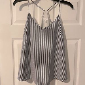 J crew black and white striped tank top